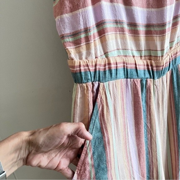 NWT American Eagle Striped Tie Back Tube Linen Jumpsuit - Picture 8 of 16